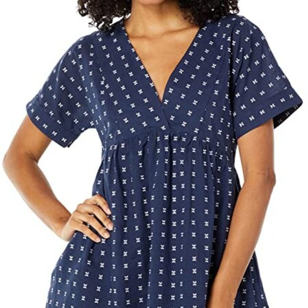 Madewell V-Neck Dolman-Sleeve Mini Dress in Textured Dot